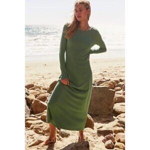 NEW FREE PEOPLE AUBRE OPEN-BACK ESSENTIAL GREEN MAXI DRESS SZ LARGE